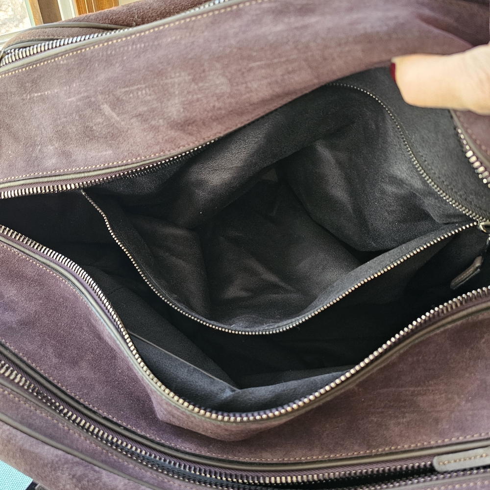 Luxurious Suede Duffel Bag in Deep Brown - Picture 6 of 11